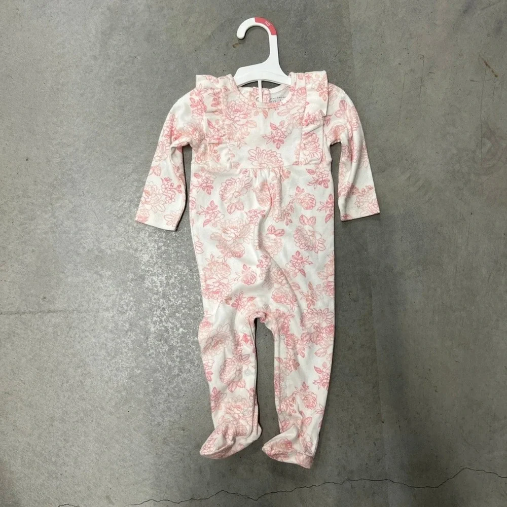 The Children's Place Baby Girl's Rose Coverall Footie Pajamas - Pink - 3-6 Month